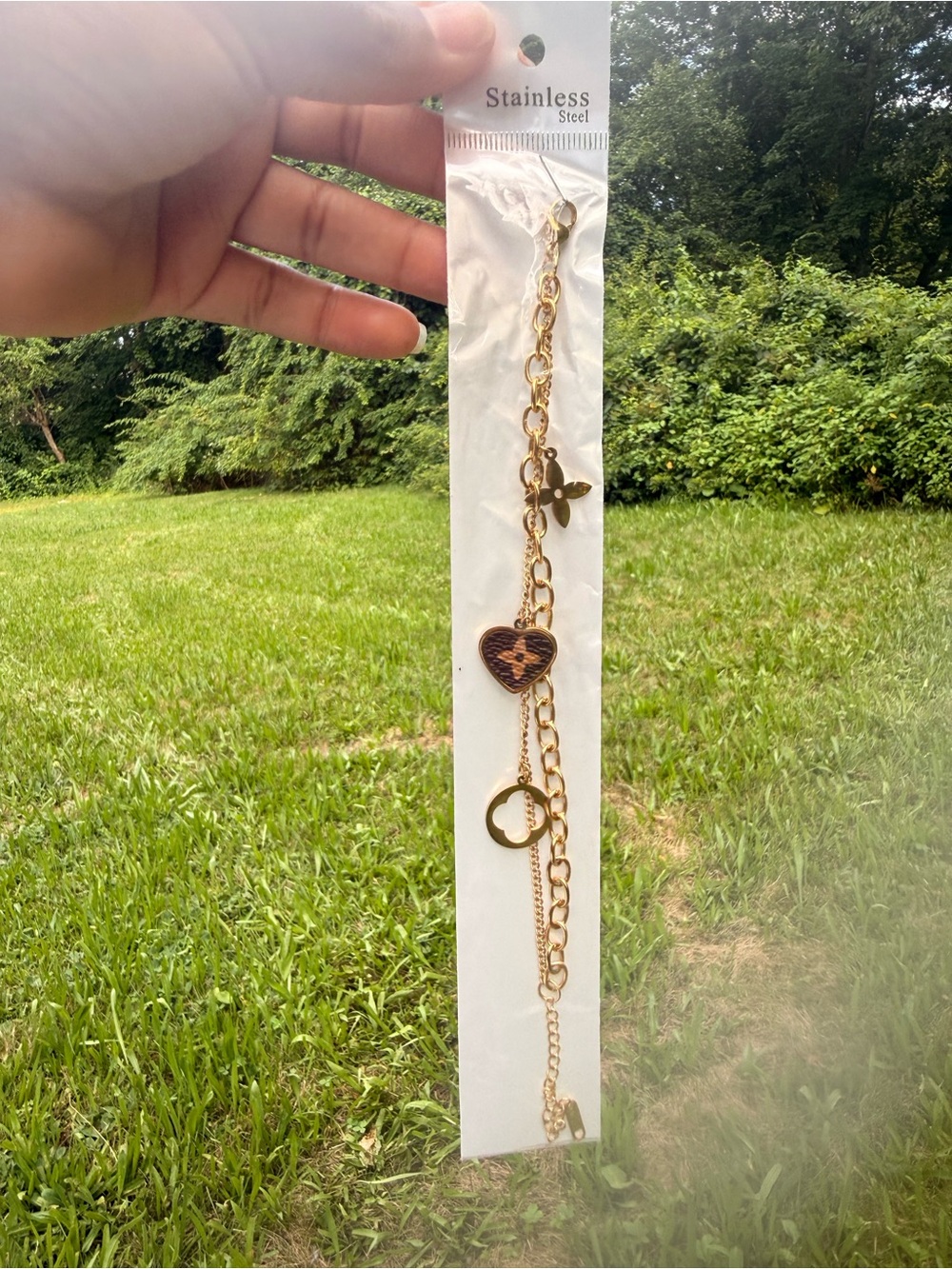 Gold Heart Charm Bracelet - Gold Tone